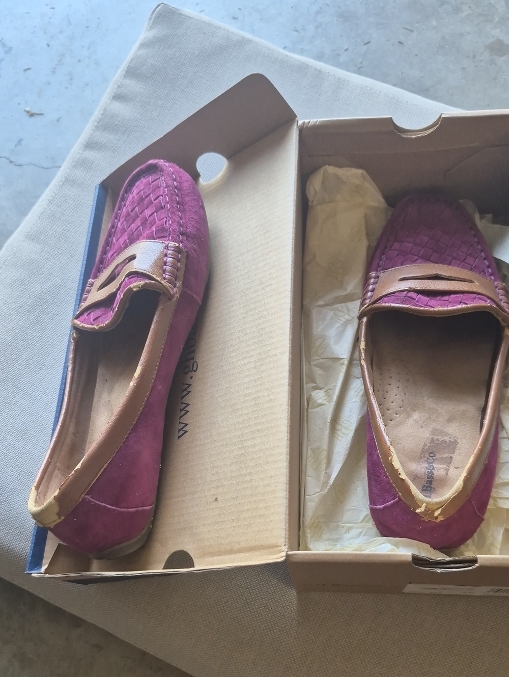 Women’s Pink Suede Woven Loafers